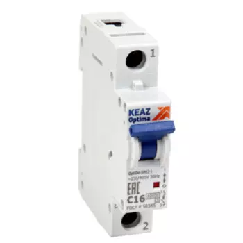 Выключатель автоматический КЭАЗ ВМ63-1C6-10-УХЛ3 OptiDin однополюсный (1P/1П) 6А 10In 10кА (249252)