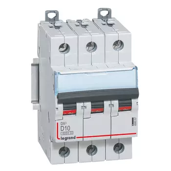 Выключатель автоматический Legrand DX3 трехполюсный (3P/3П) 10А D 6kA/10kA (408087)