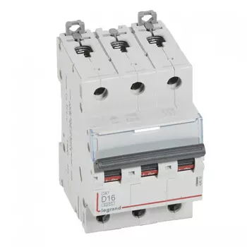 Выключатель автоматический Legrand DX3 трехполюсный (3P/3П) 16А D 6kA/10kA (408089)