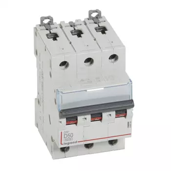 Выключатель автоматический Legrand DX3 трехполюсный (3P/3П) 50А D 6kA/10kA (408094)