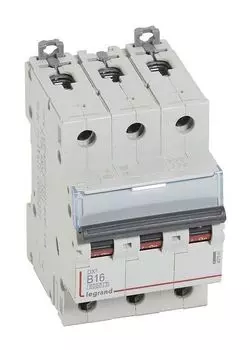 Выключатель автоматический Legrand DX3 трехполюсный (3P/3П) 16А B 10кА (407561)