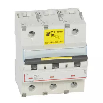 Выключатель автоматический Legrand DX3 трехполюсный (3P/3П) 80А C 10кА/16кА (409280)