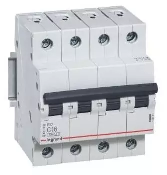 Выключатель автоматический Legrand RX3 4P RX четырехполюсный (4P/4П) 16А C 4.5кА (419741)