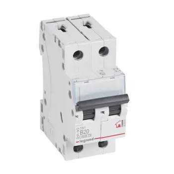Выключатель автоматический Legrand TX3 двухполюсный (2P/2П) 20А B 6кА (403987)