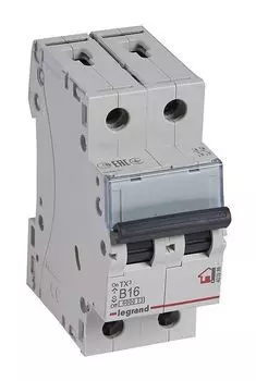 Выключатель автоматический Legrand TX3 двухполюсный (2P/2П) 16А B 6кА (403986)