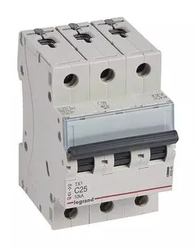 Выключатель автоматический Legrand TX3 трехполюсный (3P/3П) 25А C 10кА (403946)