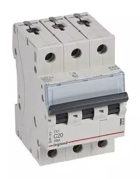 Выключатель автоматический Legrand TX3 трехполюсный (3P/3П) 20А C 10кА (403945)