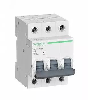 Выключатель автоматический Systeme Electric 400В City9 Set трехполюсный (3P/3П) 6А C 4.5кА (C9F34306)