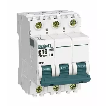 Выключатель автоматический Systeme Electric BA-101 DEKraft трехполюсный (3P/3П) 63А B 4.5кА (11036DEK)