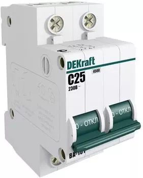 Выключатель автоматический Systeme Electric BA-101 DEKraft двухполюсный (2P/2П) 1А C 4,5 кА (11061DEK)