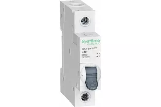 Выключатель автоматический Systeme Electric C9F14110 City9 Set однополюсный (1P/1П) 10А B 4.5кА (C9F14110)