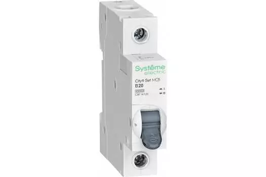 Выключатель автоматический Systeme Electric C9F14120 City9 Set однополюсный (1P/1П) 20А B 4.5кА (C9F14120)