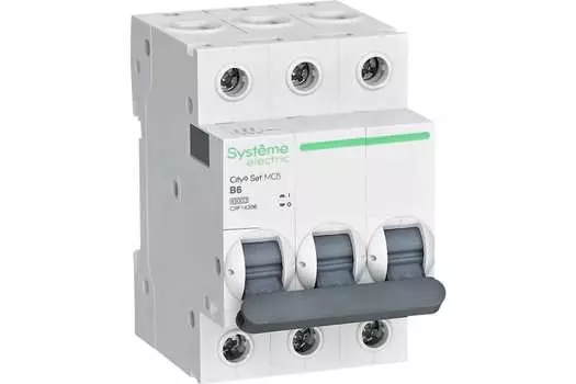 Выключатель автоматический Systeme Electric C9F14306 City9 Set трехполюсный (3P/3П) 6А B 4.5кА (C9F14306)