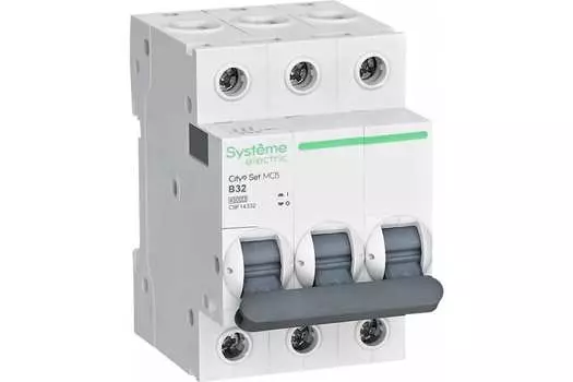 Выключатель автоматический Systeme Electric C9F14332 City9 Set трехполюсный (3P/3П) 32А B 4.5кА (C9F14332)