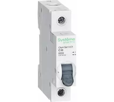 Выключатель автоматический Systeme Electric C9F34150 City9 Set однополюсный (1P/1П) 50А C 4.5кА (C9F34150)