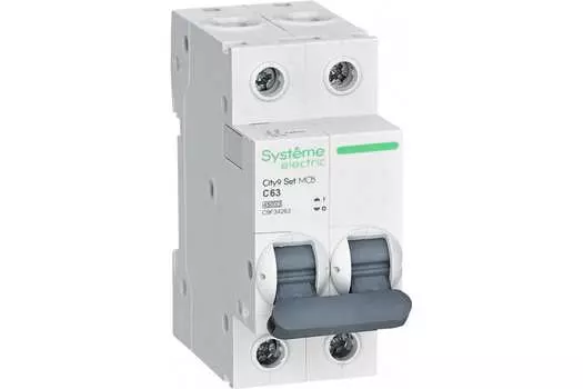 Выключатель автоматический Systeme Electric C9F34263 City9 Set двухполюсный (2P/2П) 63А C 4.5кА (C9F34263)