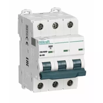 Выключатель автоматический Systeme Electric ВА-105 DEKraft трехполюсный (3P/3П) 63А C 10кА (13183DEK)
