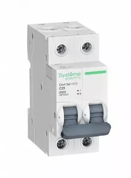 Выключатель автоматический Systeme Electric ВА МОД City9 Set двухполюсный (2P/2П) 25А C 4,5 кА (C9F34225)