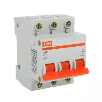 Выключатель автоматический TDM ВА47-63 трехполюсный (3P/3П) 20А C 4.5кА (SQ0218-0020)