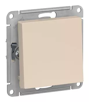 Выключатель без фиксации (кнопка) Schneider Electric AtlasDesign, 1кл., скрытый монтаж, механизм с накладкой без рамки, бежевый (ATN000215)