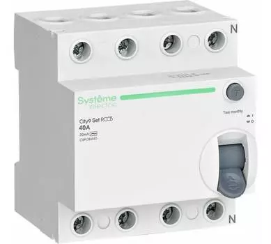 Выключатель дифференциальный (УЗО) C9R36440, 4P, 40А, 30мА, тип AC, Systeme Electric (C9R36440)