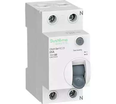 Выключатель дифференциальный (УЗО) C9R70225, 2P, 25А, 10мА, тип A, Systeme Electric (C9R70225)