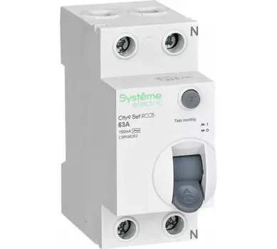 Выключатель дифференциальный (УЗО) City9, 2P, 63А, 100мА, тип АС, Systeme Electric (C9R56263)