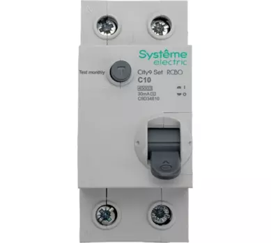 Выключатель дифференциальный (УЗО) City9 Set, 1P+N, 40А, 30мА, тип АС, Systeme Electric (C9D34640)