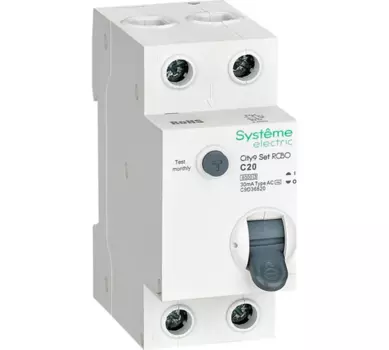 Выключатель дифференциальный (УЗО) City9 Set, 1P+N, 40А, 30мА, тип АС, Systeme Electric (C9D36640)