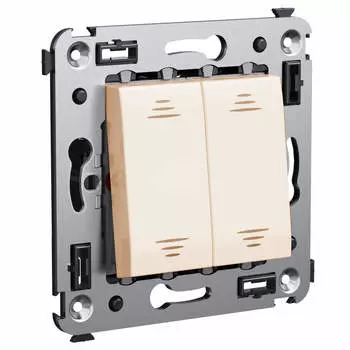 Выключатель DKC Avanti, 2кл., индикатор/подсветка, скрытый монтаж, модуль, бежевый (4405104)