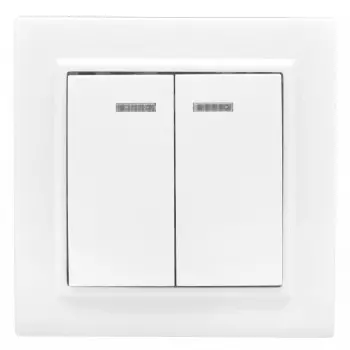 Выключатель EKF Basic Минск, 2кл., индикатор/подсветка, скрытый монтаж, в сборе, белый (ERV10-123-10)