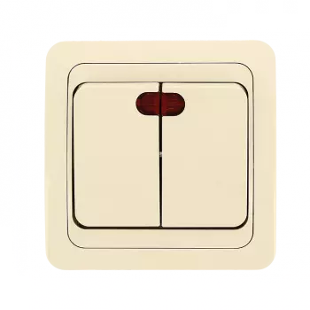 Выключатель EKF PROxima Лондон, 2кл., индикатор/подсветка, скрытый монтаж, в сборе, бежевый (EEV10-123-20)