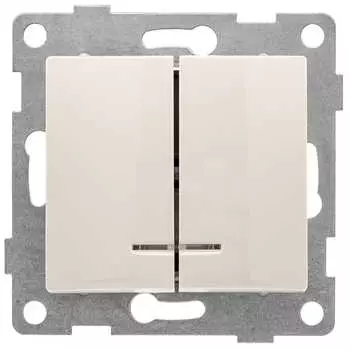 Выключатель GUSI Bravo С10В28-003, 2кл., индикатор/подсветка, скрытый монтаж, механизм с накладкой без рамки, бежевый (С10В28-003)