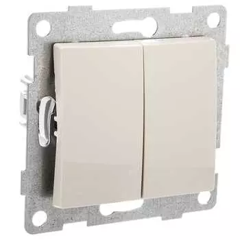Выключатель GUSI Bravo С10В2-003, 2кл., скрытый монтаж, механизм с накладкой без рамки, бежевый (С10В2-003)