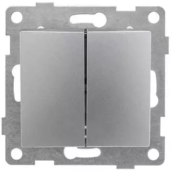 Выключатель GUSI Bravo С10В2-004, 2кл., скрытый монтаж, механизм с накладкой без рамки, серебро (С10В2-004)