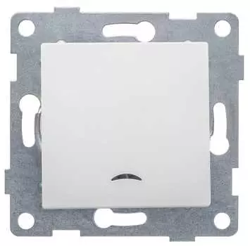 Выключатель GUSI Ugra С11В18-001, 1кл., индикатор/подсветка, скрытый монтаж, механизм с накладкой без рамки, белый (С11В18-001)