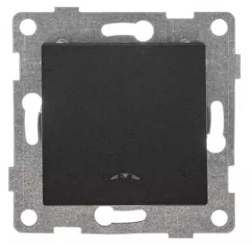 Выключатель GUSI Ugra С11В18-010, 1кл., индикатор/подсветка, скрытый монтаж, механизм с накладкой без рамки, графит (С11В18-010)