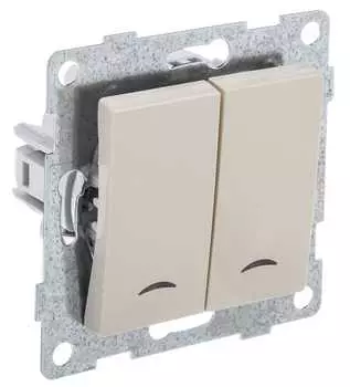 Выключатель GUSI Ugra С11В28-003, 2кл., скрытый монтаж, механизм с накладкой без рамки, бежевый (С11В28-003)