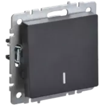 Выключатель IEK Brite ВС10-1-1-БрЧ, 1кл., индикатор/подсветка, скрытый монтаж, механизм с накладкой без рамки, черный (BR-V10-1-10-K02)