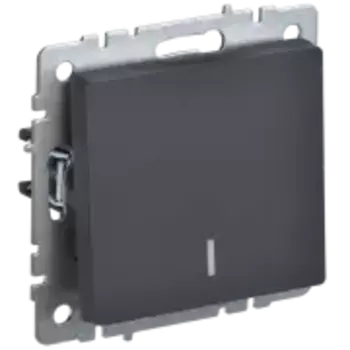 Выключатель IEK Brite ВС10-1-1-БрГ, 1кл., индикатор/подсветка, скрытый монтаж, механизм с накладкой без рамки, графит (BR-V10-1-10-K53)