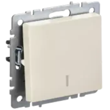 Выключатель IEK Brite ВС10-1-1-БрКр, 1кл., индикатор/подсветка, скрытый монтаж, механизм с накладкой без рамки, бежевый (BR-V10-1-10-K10)
