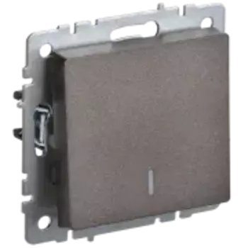 Выключатель IEK Brite ВС10-1-1-БрТБ, 1кл., индикатор/подсветка, скрытый монтаж, механизм с накладкой без рамки, бронза (BR-V10-1-10-K45)