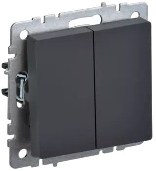 Выключатель IEK Brite ВС10-2-0-БрГ, 2кл., скрытый монтаж, механизм с накладкой без рамки, графит (BR-V20-0-10-K53)