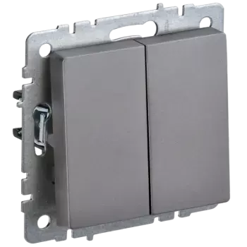 Выключатель IEK Brite ВС10-2-0-БрС, 2кл., скрытый монтаж, механизм с накладкой без рамки, СТАЛЬ (BR-V20-0-10-K46)