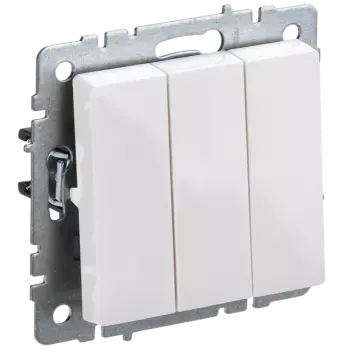 Выключатель IEK Brite ВС10-3-0-БрБ, 3кл., скрытый монтаж, механизм с накладкой без рамки, белый (BR-V30-0-10-K01)