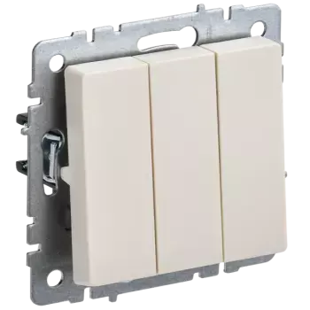 Выключатель IEK Brite ВС10-3-0-БрКр, 3кл., скрытый монтаж, механизм с накладкой без рамки, бежевый (BR-V30-0-10-K10)