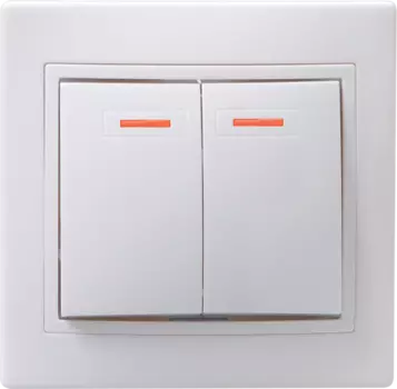Выключатель IEK КВАРТА ВС10-2-1-КБ, 2кл., индикатор/подсветка, скрытый монтаж, в сборе, белый (EVK21-K01-10-DM)
