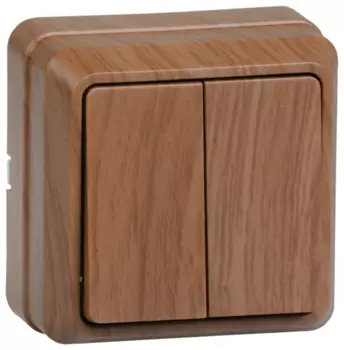 Выключатель IEK ОКТАВА ВС20-2-0-ОД, 2кл., открытый монтаж, в сборе, дуб (EVO20-K04-10-DC)