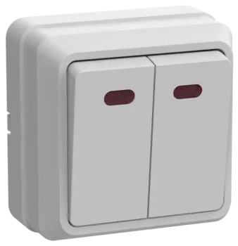 Выключатель IEK ОКТАВА ВС20-2-1-ОБ, 2кл., индикатор/подсветка, открытый монтаж, в сборе, белый (EVO21-K01-10-DC)