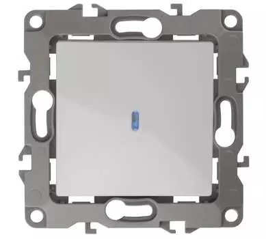 Выключатель ЭРА 12-1102-01, 1кл., индикатор/подсветка, скрытый монтаж, механизм с накладкой без рамки, белый (Б0014633)